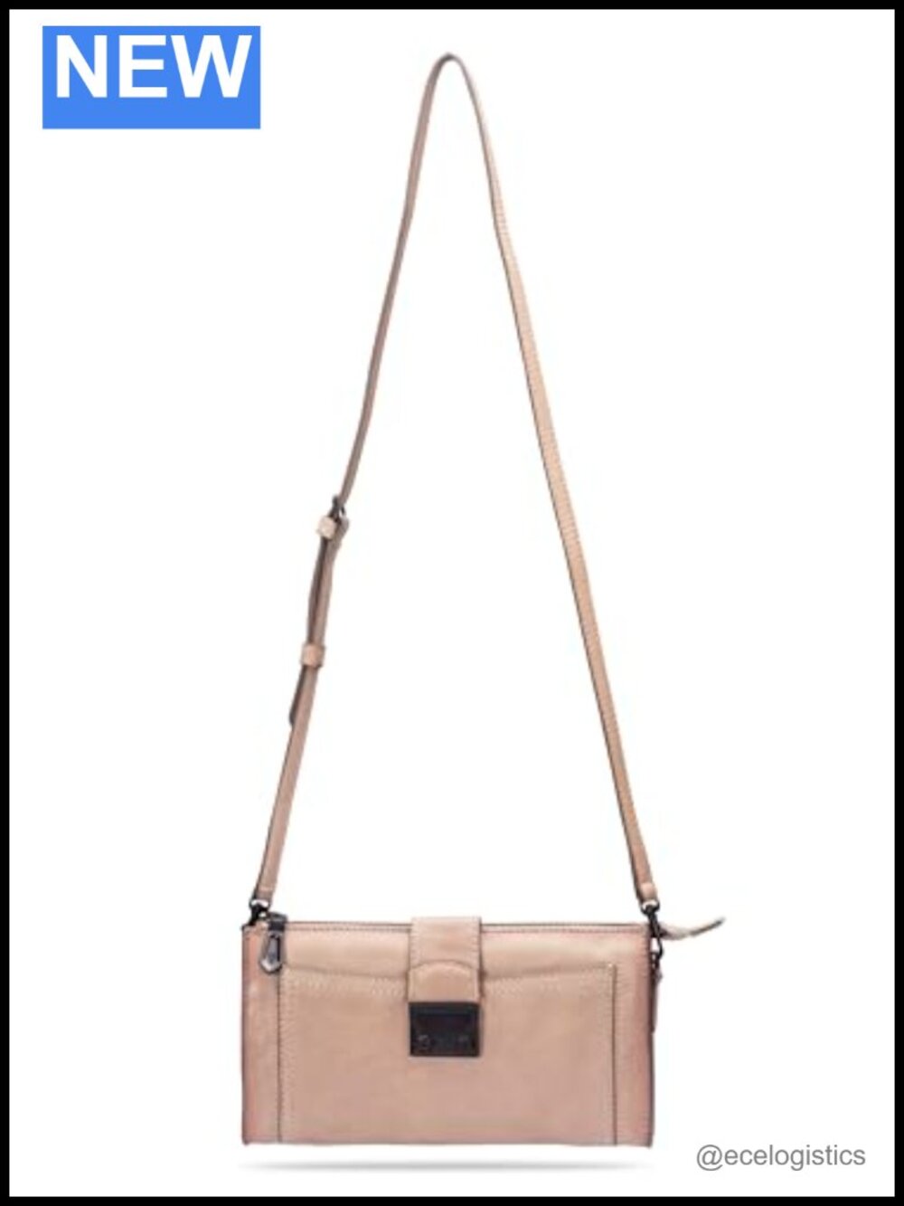 Genuine Leather Crossbody Clutch with Brass Lock